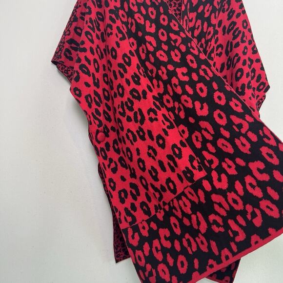 Chicos Womens S/M Animal Jacquard Black and Red Open Front cardigan Boho Resort - Picture 8 of 15